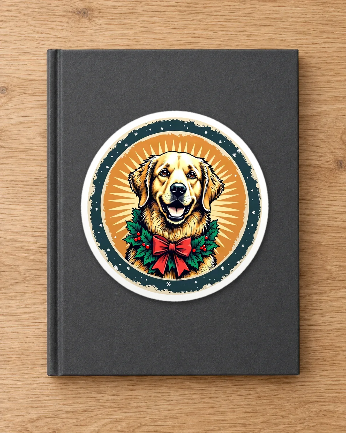 Christmas Golden tee on a die-cut sticker