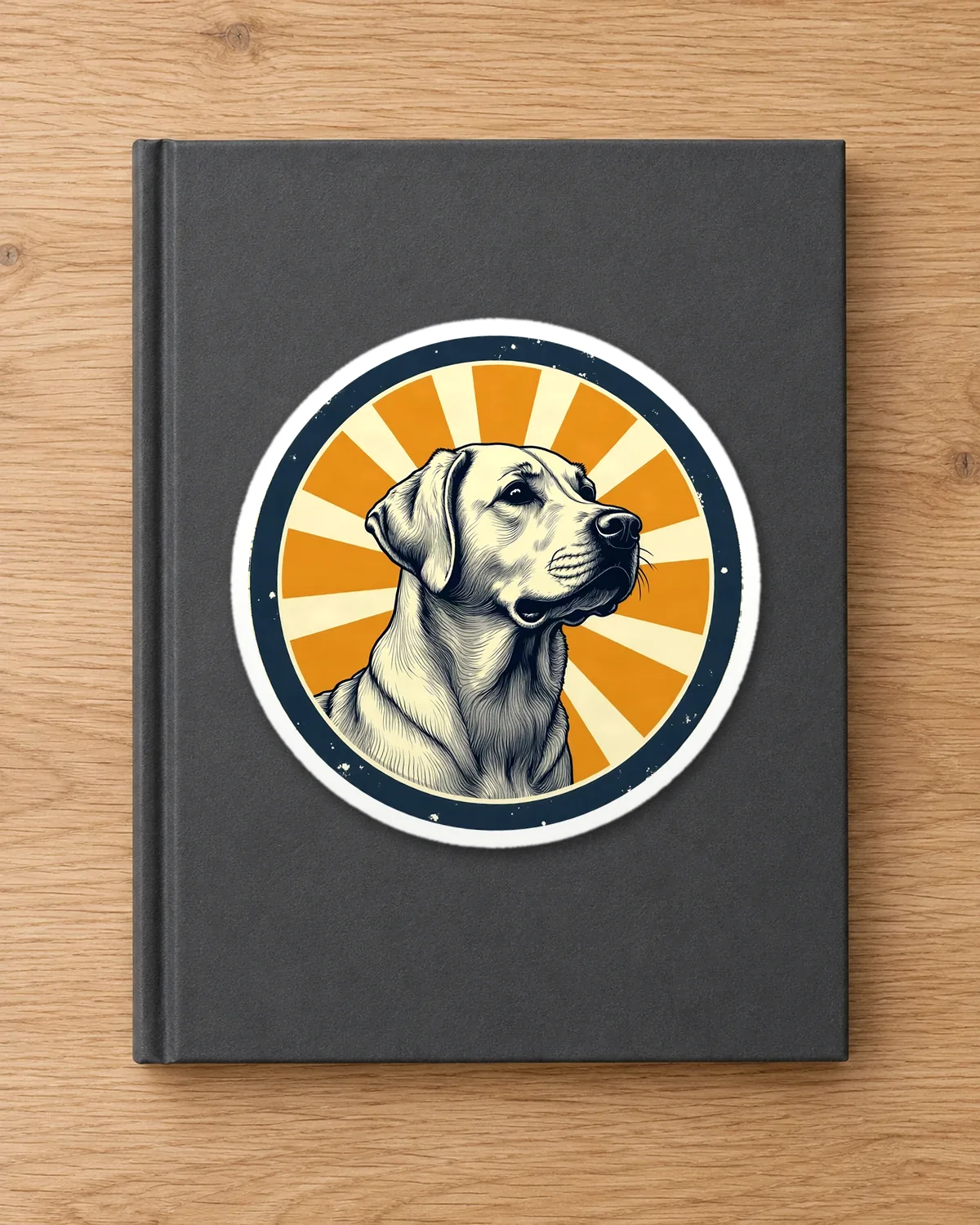 Lab Sunburst tee on a die-cut sticker